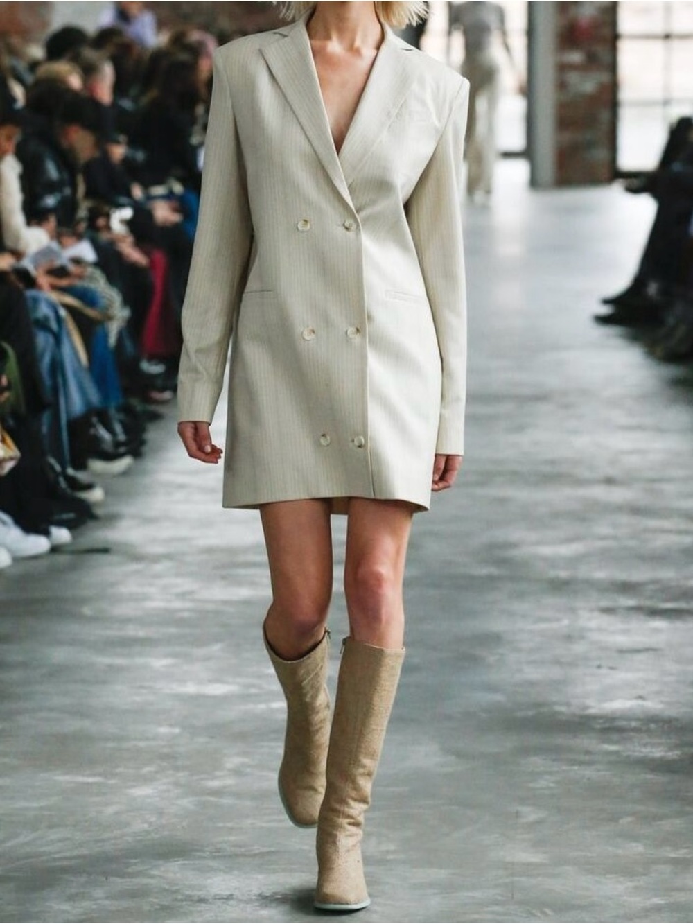 Eckhaus Latta Beige Double Breasted Suit Dress Sz M